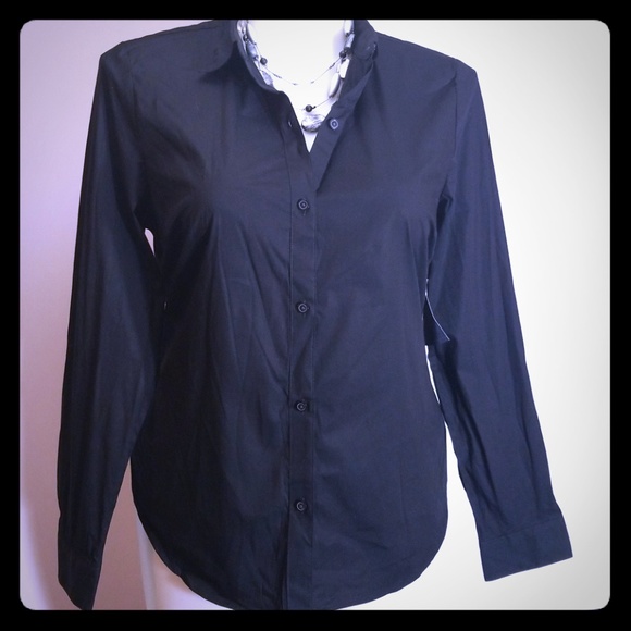 Liz Claiborne Tops - NWT Liz Claiborne Button Down Black Blouse Sz. 14